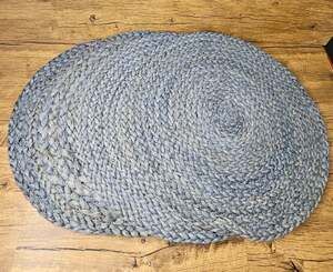 NWT Threshold Woven Blue Grey Round Place Mat Charger Dining